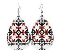 YYHHAOFA Decorative art Prints Teardrop Leather Earrings - Lightweight Dangles with Silver-Plated Hooks, Vivid Color & Rust-Resistant Design for Parties & Gifts