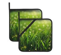 YYHHAOFA Dew on the grass Pattern Square pot mat two-piece set, insulated, thickened, waterproof, easy to clean