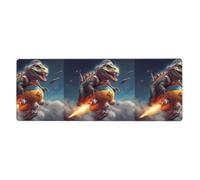 YYHHAOFA Dinosaurs On The Rockets Printed Extra Large Mouse Pad, Computer Office Anti Slip Gaming Keyboard Thickened Version 12x31.5in