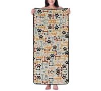 YYHHAOFA Dog Bones Paw Prints Prints Coral Velvet Towel 27 x 55 in : Skin-friendly and comfortable, good water absorption, soft