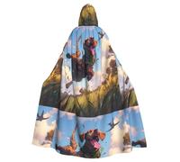 YYHHAOFA Dog Chasing Birds Printing Halloween Adult Hooded Cape Cloak No Zipper, Comfortable For Costume Parties