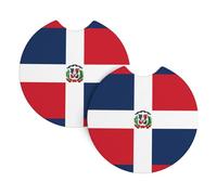 YYHHAOFA Dominican Republic Prints Car Cup Coasters 2-Pack - High-Grade Drink Layers: Protect Your Ride & Simplify Life!