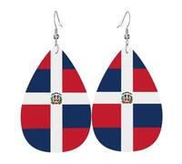 YYHHAOFA Dominican Republic Prints Drip Leather Earrings - Elegant Faux Leather Drops for Festive & Everyday Style