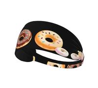 YYHHAOFA Donuts with Milk Tea Cup Pattern Sports Headband for Women Sweat Proof Bandeau Summer Elastic Band