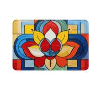 YYHHAOFA Doormat Mondrian Bohemian Lotus Flower picture 16x24in Anti-slip and easy to clean Suitable for front door, bedroom, living room, bathroom