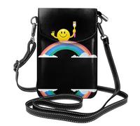 YYHHAOFA Draw A Rainbow Smiley Face Pattern Small Leather Women'S Crossbody Flip Phone Bag, Waterproof And Durable
