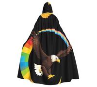 YYHHAOFA Eagle on the rainbow Prints Halloween Adult Hooded Cloak for Party Decoration Cosplay Costumes Stage Masquerade