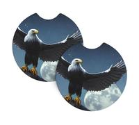 Yyhhaofa Eagle Under The Stars Pattern Car Interior Cup Holder Pad 2 Pc Waterproof & Quick Drying, Protects Against Spills & Scratches