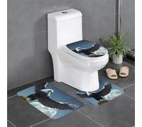 YYHHAOFA Eagle under the stars Printed Anti slip floor mat three piece set bathroom carpet anti slip durable