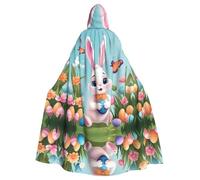 YYHHAOFA Easter Bunny Spring Butterfly Printed Halloween Adult Hooded Cloak is a super large, comfortable, and durable cloak