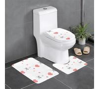 YYHHAOFA Eiffel Tower Love Pattern Three Piece Set of Bathroom Floor mats, Bathroom Shower mats, Anti Slip Quick Drying