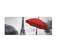 YYHHAOFA Eiffel Tower with Red Umbrella Pattern Extra Large Mouse pad Mousepad Computer Office Gaming Keyboard Thickened Version 12x31.5in