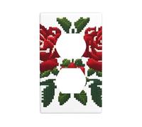 YYHHAOFA Embroidery Style Rose Printed Double Socket Wall Panel Decorative is Durable and Suitable for Socket Light Switch Accessories 4.5x2.76in