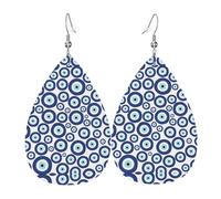 YYHHAOFA Evil eyes Prints Drip Earrings - Stylish Faux Leather Drops with 925 Sterling Silver Hooks - Hypoallergenic & Long-Lasting