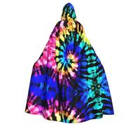 YYHHAOFA Exotic Tribe Tie Dye Style Printing Halloween Adult Hooded Cape Cloak For Role-Playing, Stage Costumes, Parties Easy Care