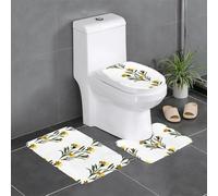 YYHHAOFA Eye-catching Little Yellow Flowers Pattern Three Piece Set of Bathroom Floor mats, Bathroom Shower mats, Anti Slip Quick Drying