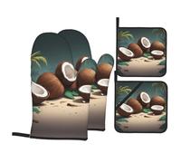 YYHHAOFA Fallen Coconuts Prints Kitchen Covers: Waterproof Oven Layers for Easy Cooking & Cleanup - 4 Piece Heat Shield Set