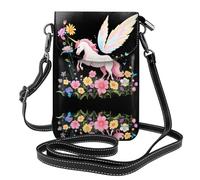 YYHHAOFA Fantasy Unicorn In The Sea Of flowers Pattern Small Leather Women'S Crossbody Flip Phone Bag, Waterproof And Durable