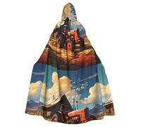 YYHHAOFA Farm Red Tractor Prints Halloween Adult Hooded Cloak is a super large, comfortable, and durable cloak designed for adults