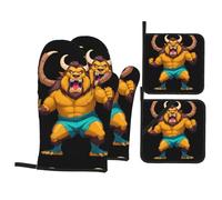 YYHHAOFA Fierce Beast Prints Kitchen Covers: Waterproof Oven Layers for Easy Cooking & Cleanup - 4 Piece Heat Shield Set
