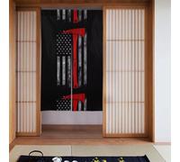 YYHHAOFA Firefighter Axe Red Line Flag Printed Curtain two Pieces Spliced 34x56in Fabric curtains, room dividers Fabric, Smooth & Not Easily Wrinkled
