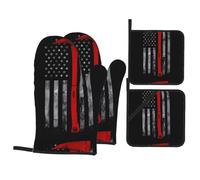 YYHHAOFA Firefighter Axe Red Line Flag Prints Waterproof Oven Layers & Heat Resistant Pot Covers - Heavy-Duty Kitchen Throws for Safe Handling