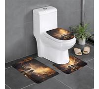 YYHHAOFA Firefighters Fighting Fires Pattern Three Piece Set of Bathroom Floor mats, Bathroom Shower mats, Anti Slip Quick Drying