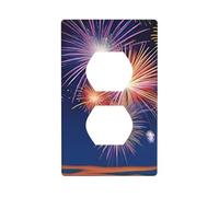YYHHAOFA Fireworks in The Sky Printed Double Socket Wall Panel Decorative is Durable and Suitable for Socket Light Switch Accessories 4.5x2.76in