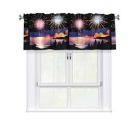 YYHHAOFA Fireworks On The Coast Prints Cozy Kitchen Window Layer - 54x18 Inch Peach Skin Valance for a Brighter Home