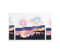 YYHHAOFA Fireworks On The Coast Prints Placemats Set of 6 12x18in - Create Cozy Table Settings for Everyday Moments & Special Gatherings