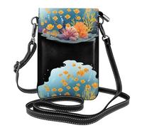 YYHHAOFA Fish In The Coral Reef Pattern Small Leather Women'S Crossbody Flip Phone Bag, Waterproof And Durable