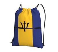 YYHHAOFA Flag of Barbados Prints Drawstring Zipper Backpack - Durable, Lightweight Water-Resistant Gym Bag for Travel, Sports & Everyday Carry