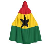 YYHHAOFA Flag Of Ghana Pattern Halloween Adult Hooded Cape Men'S And Women'S Clothing Mantle Role-Playing