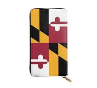 YYHHAOFA Flag of Maryland Stamp Leather long clutch wallet : Comfortable, lightweight, waterproof, durable 7.48 x 4.13 in, Black, One Size