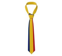 YYHHAOFA Flag of Romania Picture Men's tie classic style suit cravat suitable for holidays and work