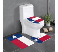 YYHHAOFA Flag of Texas Pattern Three Piece Set of Bathroom Floor mats, Bathroom Shower mats, Anti Slip Quick Drying