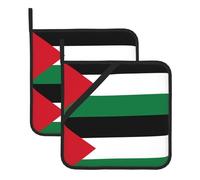 YYHHAOFA Flag of the State of Palestine Pattern Square pot mat two-piece set, insulated, thickened, waterproof, easy to clean