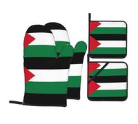YYHHAOFA Flag of the State of Palestine Prints Kitchen Covers: Waterproof Oven Layers for Easy Cooking & Cleanup - 4 Piece Heat Shield Set