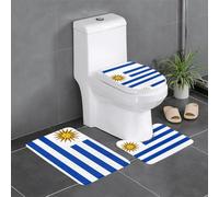 YYHHAOFA Flag of Uruguay Pattern Three Piece Set of Bathroom Floor mats, Bathroom Shower mats, Anti Slip Quick Drying
