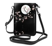 YYHHAOFA Flower Branches Under The Moon Pattern Small Leather Women'S Crossbody Flip Phone Bag, Waterproof And Durable