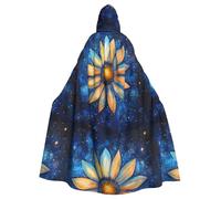 YYHHAOFA Flowers Among The Stars Pattern Halloween Adult Hooded Cape Men'S And Women'S Clothing Mantle Role-Playing