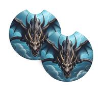 YYHHAOFA Flying Dragon Prints Car Cup Coasters 2-Pack - Engineered Neoprene Layers: Heat, Spill & Scratch Defense
