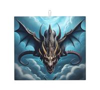YYHHAOFA Flying Dragon Prints Kitchen Drying Mat - Absorbent Dish Throw for Countertops, Non-Slip Quick-Dry Layer with Stylish Prints