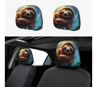 YYHHAOFA Follow Your Dreams Sloth Pattern Car Headrest Cover 2 pieces Interior Accessories Decoration Fit Cars Vans Trucks Universal Seat Accessories