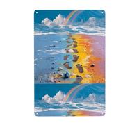 YYHHAOFA Footprints on the Rainbow Prints Tin decorative painting 8x12in Made of tinplate, wear-resistant and durable