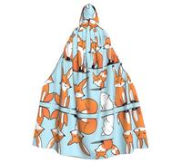 YYHHAOFA Fox In Different Poses Pattern Halloween Adult Hooded Cape Men'S And Women'S Clothing Mantle Role-Playing