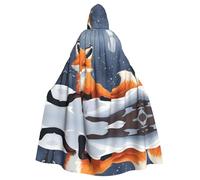 YYHHAOFA Fox Snow Pattern Halloween Adult Hooded Cape Men'S And Women'S Clothing Mantle Role-Playing