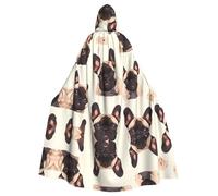 YYHHAOFA French Bulldog Dog Printing Halloween Adult Hooded Cape Cloak No Zipper, Comfortable For Costume Parties