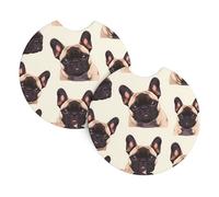 YYHHAOFA French Bulldog Dog Prints Car Coasters 2 Pack - Durable, Waterproof, and Stylish Cup Holder Protection