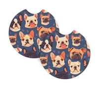YYHHAOFA French Bulldog Prints Car Coasters 2 Pack - Durable, Waterproof, and Stylish Cup Holder Protection
